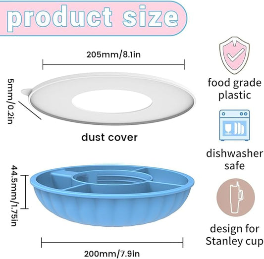 Snack Bowl for Stanley Cup, Silicone Snack Tray with Lid Compatible with Stanley Cup 40 oz, Suitable for Car Holder, Home, Outdoor, Accessories (1Pcs, Black)