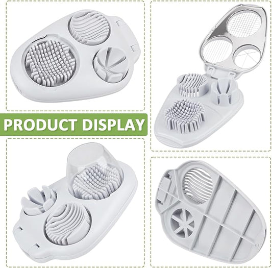 3 in 1 Egg Slicer for Hard Boiled Eggs, Suitable for Strawberry Slicer Grape Cutter, Egg Slicer for Hard Boiled Eggs,Stainless Steel Dicer,For Kitchen Vegetable Cutting Tool - White