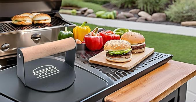 5.5INCH Hamburger Smash Press, Sandwiches Flat Top Grilling Sear Sizzle Griddle Accessories Burger Smash King Gifts for Men and Dad