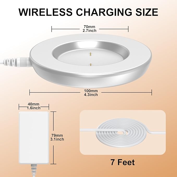 Underhub Charging Coaster 2 Compatible with Embo Temperature Control Smart Mug 2 and 1 - Mug Power Cord - Charger Dock Base for Wireless Warmer Cup Accessories (Silver White)