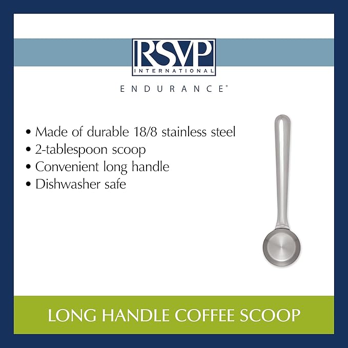 RSVP International Coffee Scoop Collection, 2-Tablespoon, Long Handle, Stainless Steel