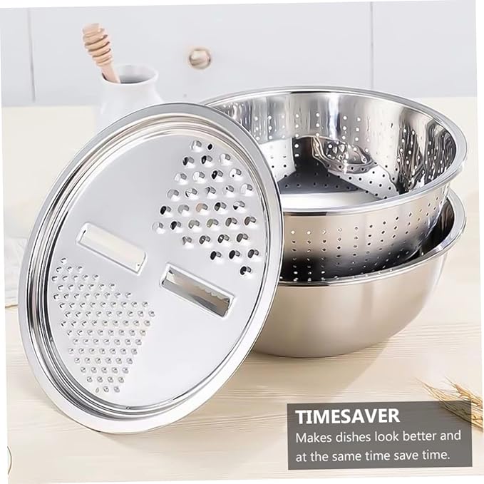 1Pc Stainless Steel Multi Purpose Grater Draining Tool for Vegetables Portable Slicing Washing Kitchen for Home Use