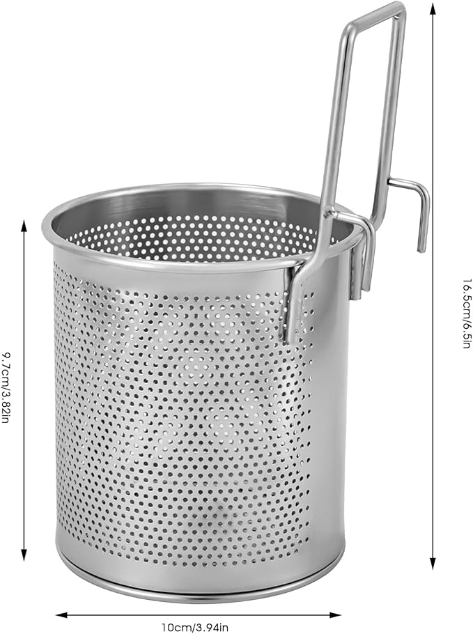 Pasta Basket for Boiling, 304 Stainless Steel Pasta Strainer Basket Fryer Baskets Mesh Sieve Food Strainer Practical and Reliable Hot Pot Strainer for Boiling and Blanching