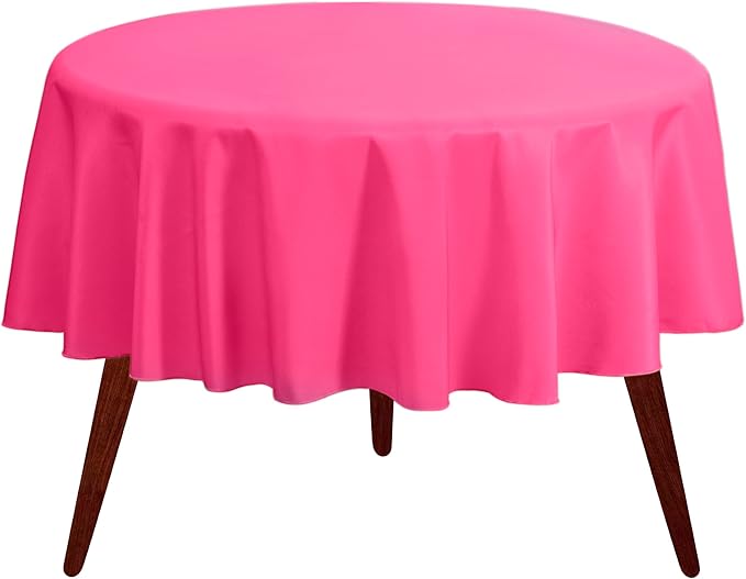 Gee Di Moda Round Tablecloth - 108 Inch Fuchsia Round Table Cloth for 48 to 72 Inch Round Tables - Heavy Duty Washable Fabric - for Buffet Table, Holiday Party, Dinner, Wedding & Baby Shower