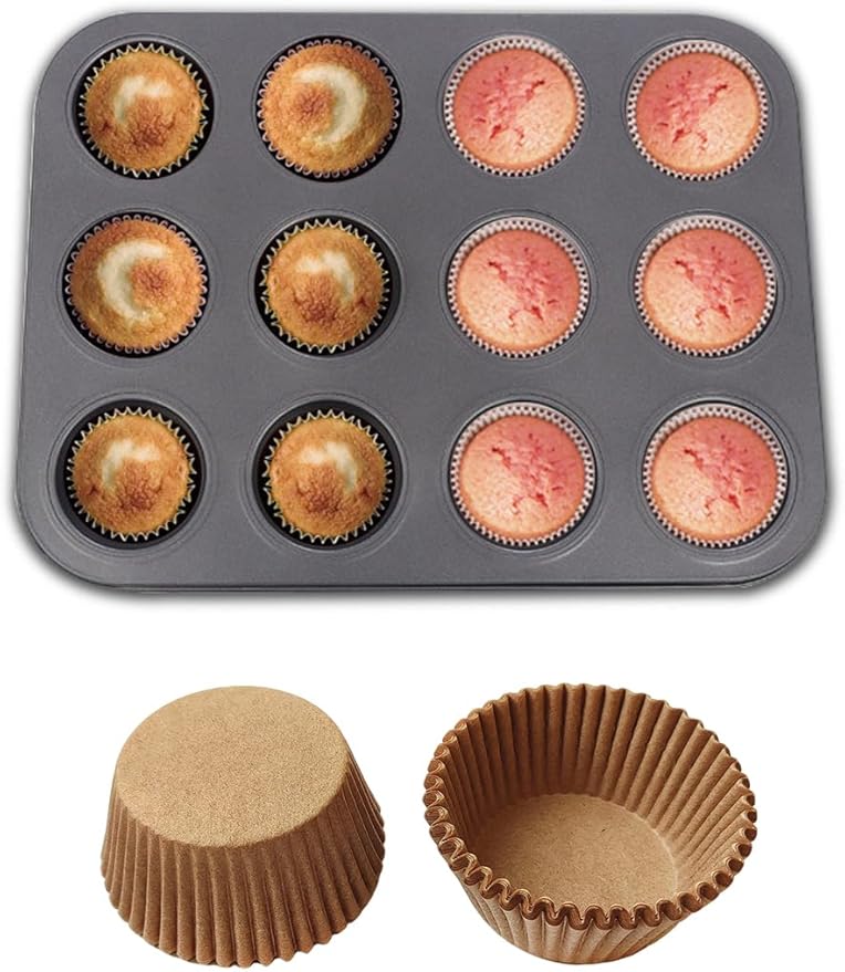 uvbws 1 Pack black stainless steel muffin pan，muffin pans nonstick 12，cupcake tin，cup cake pans for baking
