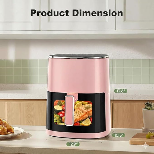 HealSmart 12-in-1 Air Fryer Oven, 6.34 Qt Digital Convection Oven with Visible Window & 1700W, Air Fry, Roast, Bake, Nonstick Basket, Pink