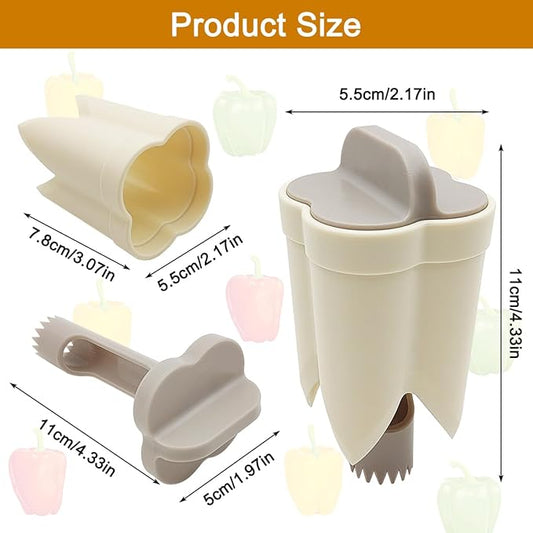 SENHAI 2 Pcs Pepper Seed Corer Remover, New Upgraded 2-in-1 Bell Pepper Cutter & Deseeder, Pepper Corer Tool for Faster More Efficient Meal Prep