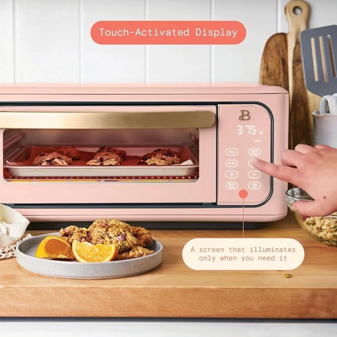 Beautiful by Drew Infrared Air Fry Toaster Oven 1800W with 9-Slice Capacity and Multi-Function Cooking (Rose)