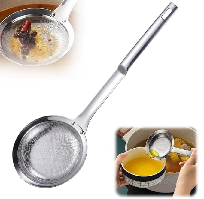 Fine Mesh Stainless Steel Colander, 2025 Stainless Steel Fine Mesh Strainer with Handle, Sieve Mesh for Kitchen Cooking, Oil Food Strainer Kitchen Gadgets(M,1PCS)