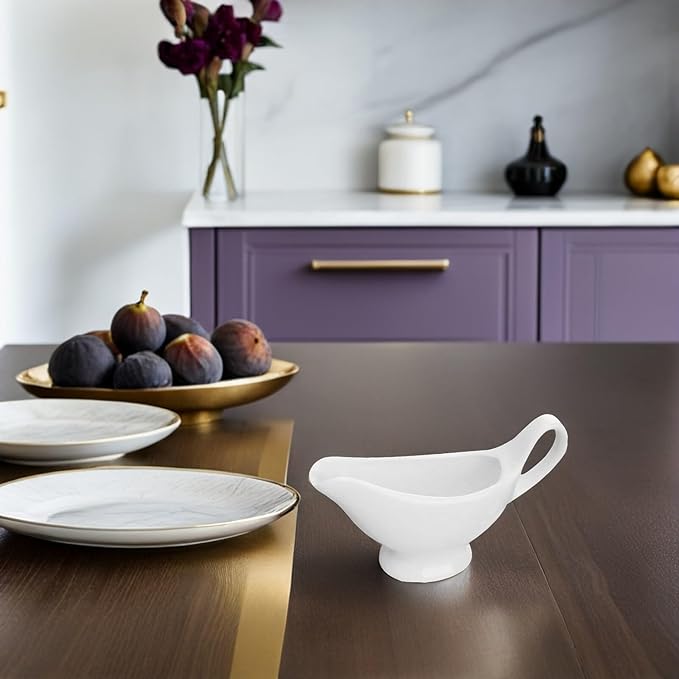 Cabilock Ceramic Gravy Boat 6.1X3.6In Porcelain Sauce Server with Handle for Gravy Salad Dressings Condiments and Sauces Ideal for Kitchen Dining and Entertaining