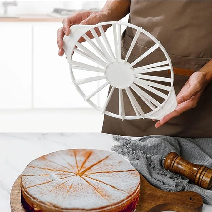 Cake Portion Cutter Cake Portion Marker Round Cake Slicer Double Sided Cake Portion Marker 10 or 12 Pieces (White 26.8 cm /10.6 In diameter)