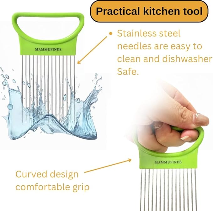 Potato slicer & Kitchen Gadgets, 1 Crinkle Cutter, 1 Onion Slicer, Stainless Steel Onion Holder, Vegetable, Avocado, Tomato,Mandoline Slicer, Fruit Cutter, wavy crinkle cutter for veggies,