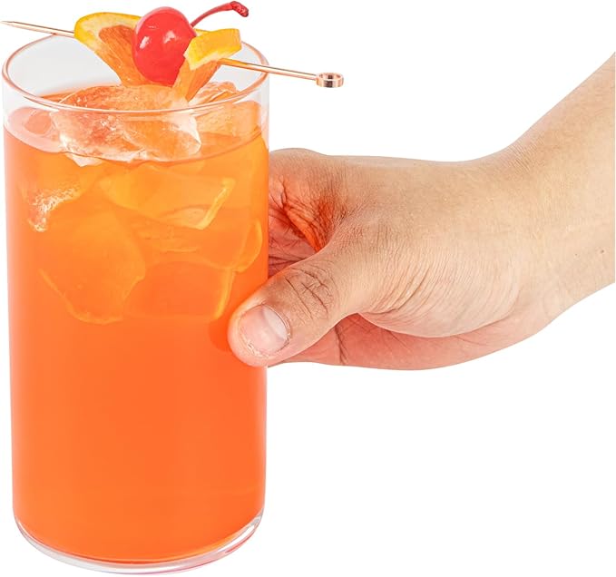 Restaurantware-Vetri 16 Ounce Tall Drinking Glasses, 24 Dishwashable Beverage Glasses - No-Lead, Elegant, Clear Glass Tumblers, Ideal For Water, Juice Beer, Cocktails, Liquor, Iced Tea, And More