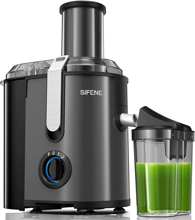 SIFENE Centrifugal Juicer Machine With 3.2 Inch Wide Mouth Chute And 1300W Peak Power Motor For Whole Fruits And Vegetables Compact Stainless Steel Juice Extractor With 3 Speed Control