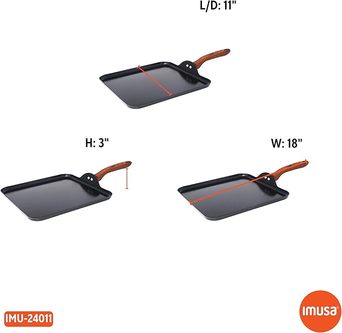 IMUSA 11 Inches Square Griddle Pan with Cool Touch Handle, Non-Stick Ceramic Coated, Talavera design