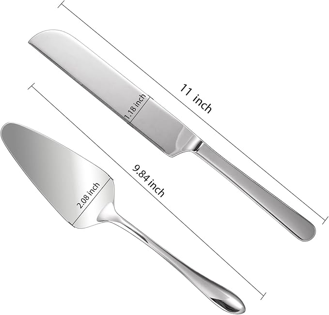 KSENDALO Wedding Cake Knife and Server Set, Cake Server Set for Hotel Weddings, Celebrations, and Birthdays, Mirror Finish, Heavy Duty and Classy Pie Pastry Cake Cutting Servers