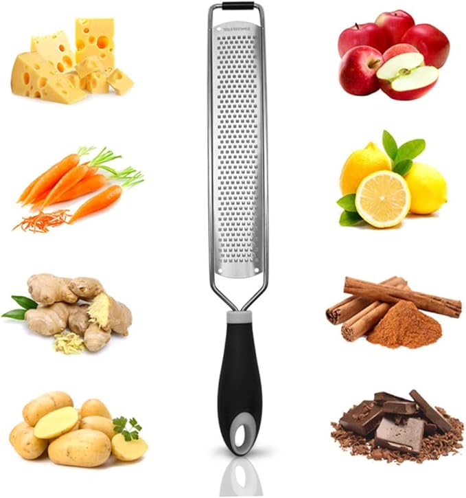 LIFKOME Stainless Steel Fruit Grater Multipurpose Zester for Cheese Vegetables and Citrus Easy to Clean Shredder with Storage Loop for Home Kitchen Use