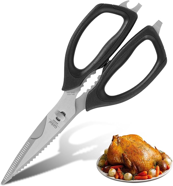 Kitchen Scissors Come Apart Kitchen Shears Premium Stainless Steel Scissors for Food Heavy Duty Shears for Chicken Bone Nutcracker Bottle Can Opener 02B