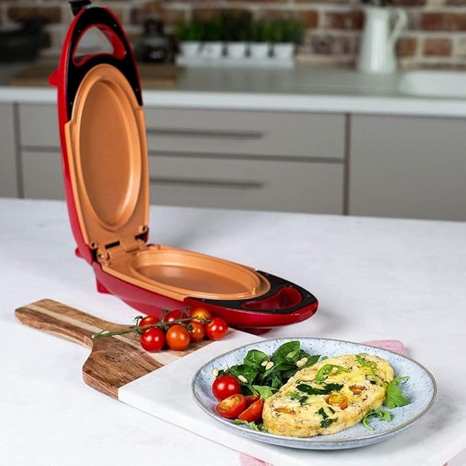 Candora Red Copper 5 Minute Chef Electric Frying Pan Smokeless Nonstick Pan Steak