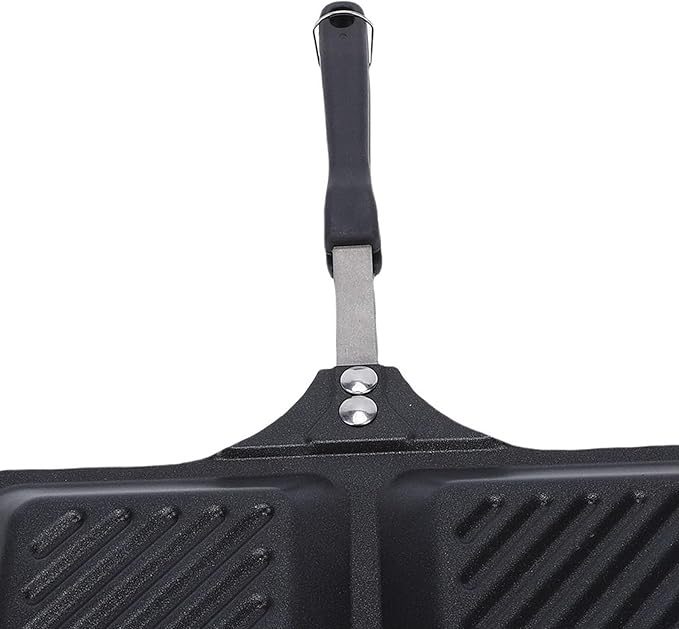 Grilled Maker, Non Stick Coating Double Sided Stovetop Toasted Panini Press, with Removable Easy Design, for Home Kitchen Campfire Gas Electric Stoves (Black)