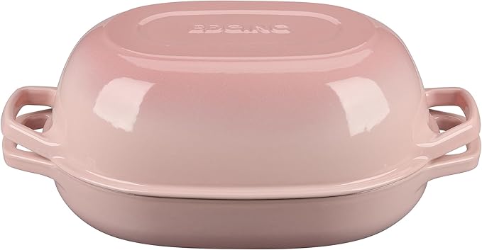 EDGING CASTING Enameled Cast Iron Oval Dutch Oven Pot with Lid, Dutch Oven for Sourdough Bread Baking, Oval Bread Pan, 7qt, Pink