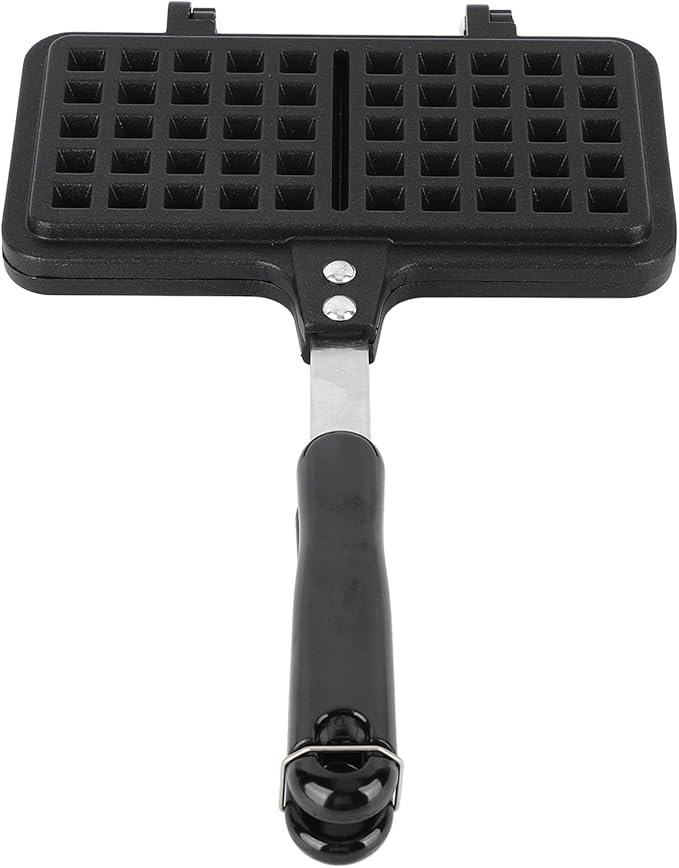 Asixxsix Stovetop Waffle Pan, Aluminum Nonstick Waffle Maker Pan, Stove Top Waffle Iron Cookware, Even Heating Double Waffle Baking Pan for Breakfast Camping