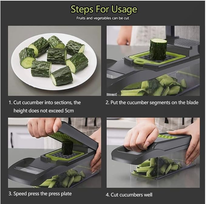 Vegetable Chopper-Food Chopper-Pro Onion Multifunctional 15-in-1 Green Slicer Dicer Grader Cutter-kitchen Tool 14 Blades