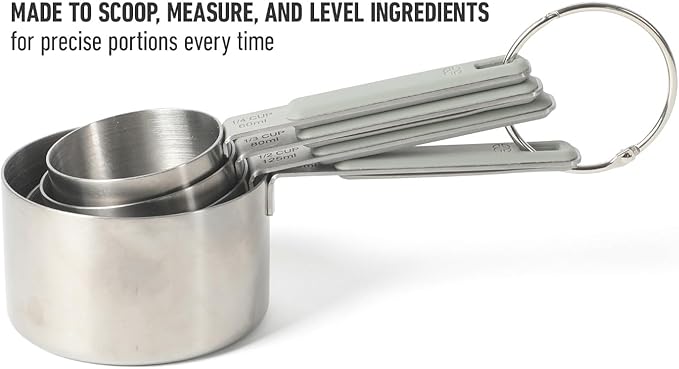 Calphalon Prime 4 Piece Stainless Steel Measuring Cups W/Taupe Silicone Handles