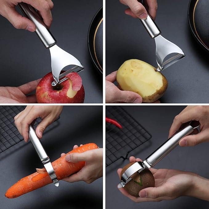 Potato Vegetable And Fruit Peelers For Kitchen,Kyraton Y Shaped And I Shaped Quality Stainless Steel Peelers,Sharp Blade And Ergonomic Non Slip Easy To Grip Handle Set Of 2