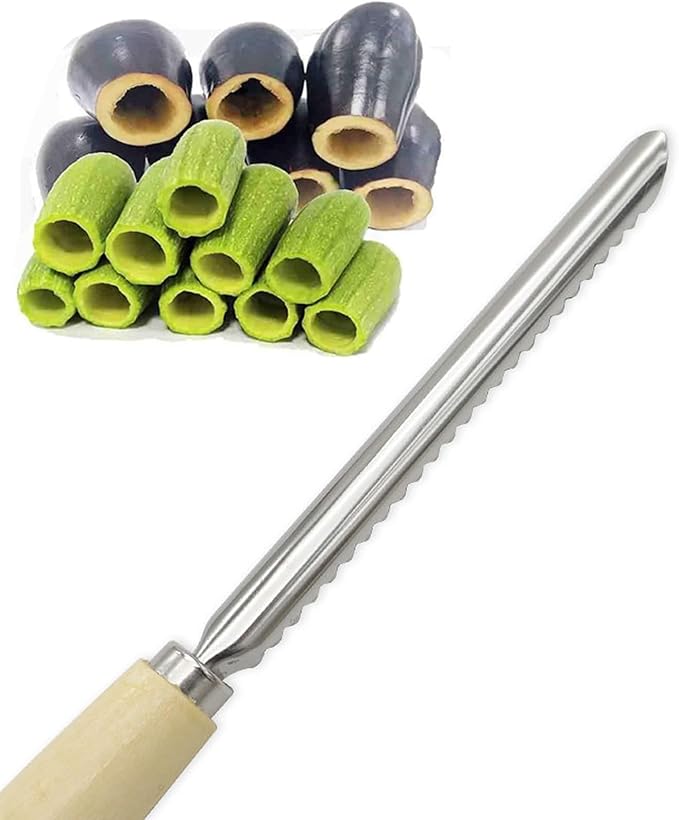 Zittop 2025 Upgrade Enucleator Tool - Stainless Steel Fruit & Vegetable Core Remover - 8.2in Enucleator for Stuffed Veggies, Eggplant, Cucumber - Seed Remover & Coring Gadget