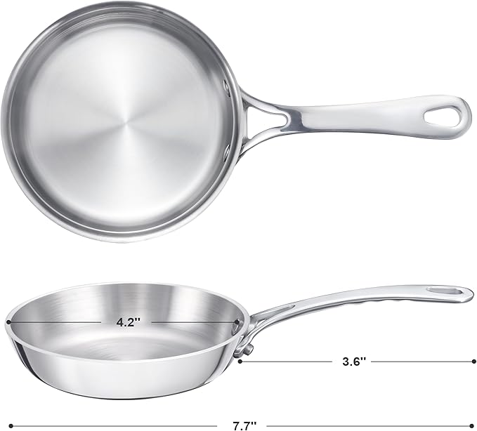 KC-Emier Mini Sauce Pan, Tri-Ply Stainless Steel Pot with Stay-Cool Handle Heating Sauce Gravy & Oil (0.12Quart) - Copper - Silver