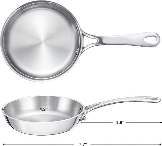 KC-Emier Mini Sauce Pan, Tri-Ply Stainless Steel Pot with Stay-Cool Handle Heating Sauce Gravy & Oil (0.12Quart) - Copper - Silver