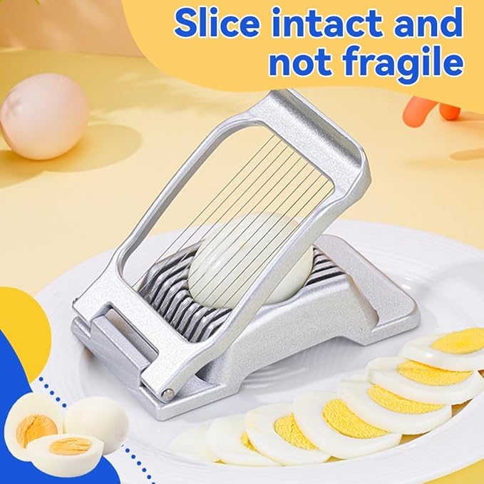 Aluminum Square Egg Cutter, Upgrade Heavy Duty Stainless Steel Wire Egg Slicer Boiled Egg Slicer, Multipurpose Strawberry Slicer Egg for Hard Boiled Eggs (2)