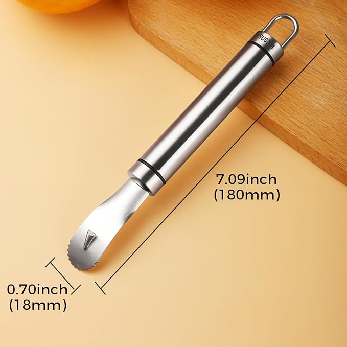 2Pcs Stainless Steel Orange Peeler Tool, Citrus Peeler with Triangular Blade & Serrated Edge, Long Handle Kitchen Gadget for Easy Quick Peeling, Durable Fruit Vegetable Cutting Tools (Orange & Citrus)