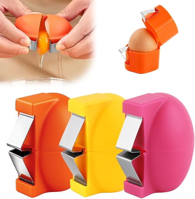 Egg Shell Opener Egg Cracker Tool, 2026 New Eggs Separator for Raw and Hard Boiled Eggs Peeler Shell Remover,Stainless Steel Eggshell Breaker Peeling Tool Portable Kitchen Gadgets (1, 3 Color)