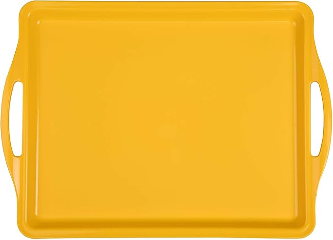 Mintra Home Durable Serving Tray - (6pk, Yellow) Unbreakable, Breakfast, Cafeteria, Fast Food, Handles