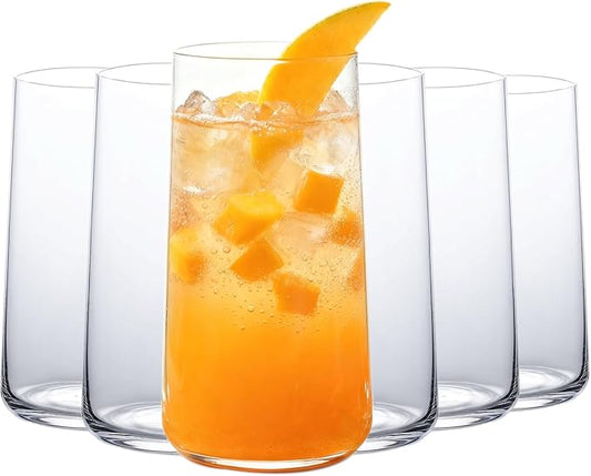Water Glasses Set of 6, 18.3oz Large Drinking Glasses, Clear Crystal Lightweight Glass cups, Glassware Set for Juice,Iced Tea,Mojito,kitchen and bar,Gifts for Christmas