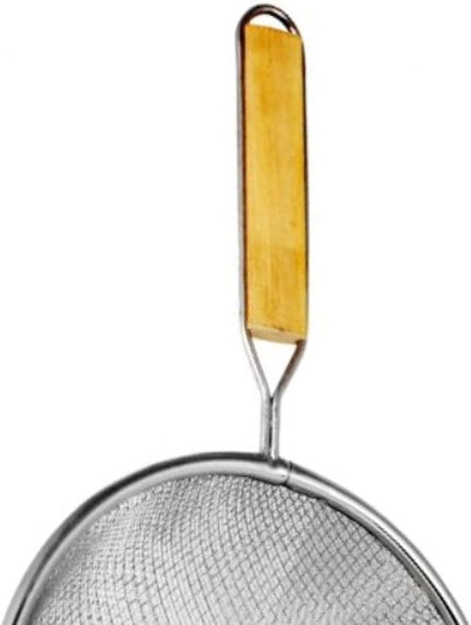 TrueCraftware- 6-Inch Double Fine Tin Mesh Strainer 6-3/4" Handle Length Wooden Handle- Kitchen Utensil Food Strainer Skimmer Spoon for Cooking Sieve Sifters Rice Quinoa Pasta Fruits Vegetable