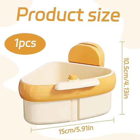 Corner Sink Strainer Food Waste Catcher for Sink, 2025 New Upgraded Suction Cup Press Sink Drainer Basket, Automatic Dumping Sink Strainer Basket (Yellow)