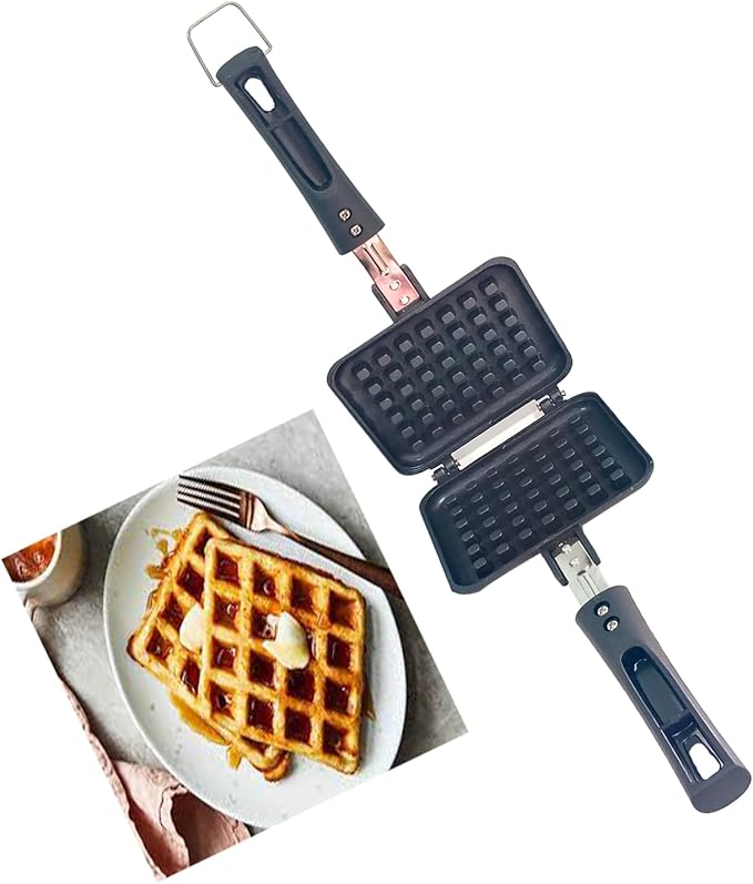Mini Waffle Maker Pan Gas Stove Top Waffle Nonstick Coating Baking Mold Plate Stovetop Skillet for Belgian Sandwich Toaster