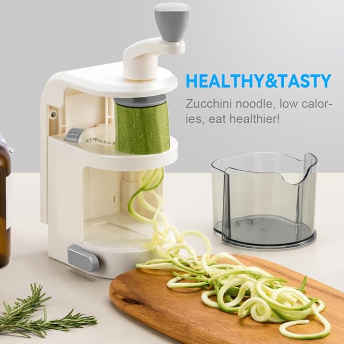 Maxceysen Vegetable Spiralizer 4in1 Rotating Blade Veggie Spiralizer Zucchini Noodle Maker with Strong Suction Cup Spiral Vegetable Cutter Slicer