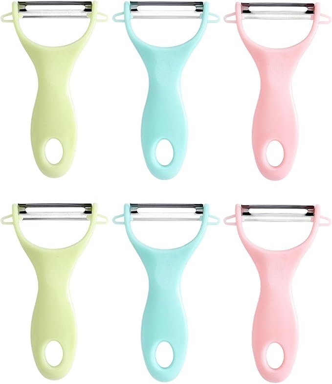 6 PCS Vegetable Peeler Set with Sharp Blade，Vegetable Peelers for Kitchen，Small Blade Glass, Peelers for Kitchen，Y Peeler for Apple Veggie Potatoes Fruits Carrot (Pink/Blue/Green)