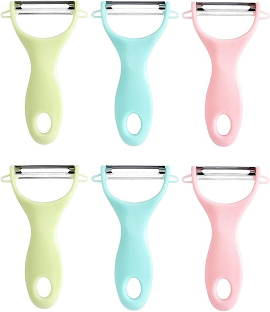 6 PCS Vegetable Peeler Set with Sharp Blade，Vegetable Peelers for Kitchen，Small Blade Glass, Peelers for Kitchen，Y Peeler for Apple Veggie Potatoes Fruits Carrot (Pink/Blue/Green)