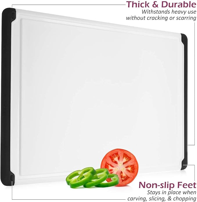 Extra-Large Cutting Board for Kitchen, 18” Reversible Cutting Board with Juice Groove, Dishwasher Safe Plastic Chopping Board Non-Slip Grip for Meal Prep, Meat, Vegetables, and Everyday Cooking