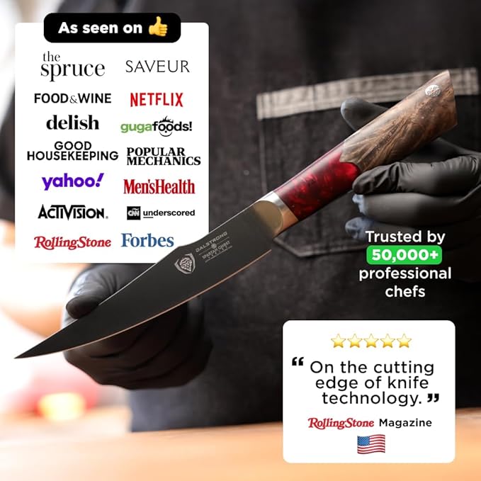 Dalstrong Curved Fillet Knife - 6.5 inch - Spartan Ghost Series - American Forged S35VN Powdered Steel Kitchen Knife - Maple & Red Resin Handle - Razor Sharp Boning Deboning - Leather Sheath