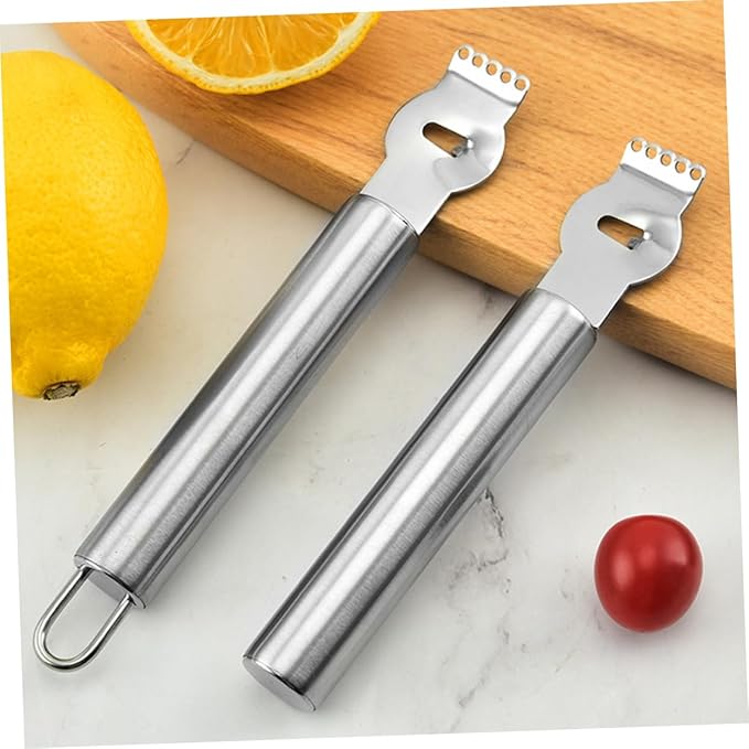 STOBAZA Stainless Steel Lemon Peeler 3pcs Set Kitchen Tool Easy to Grip Lemon Slicer