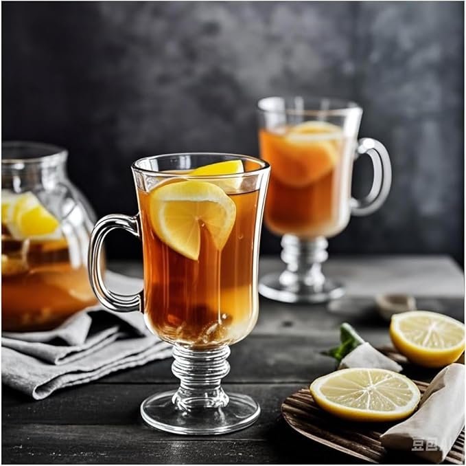 B Unique Lead-Free Irish Crystal Glass Set for Coffee, Mulled Wine, Tea & Other Beautiful Drinks for Entertaining – Pack of 2