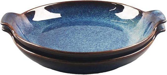 LIUYWYHCF Ceramics Au Gratin baking Dishes Set of 2, Baking Tray Bake ware, 10.5 oz Ramekins, for Pie Pan, Appetizer, Tart, Dessert, Quiche, Oven Small dish, individual dishes, Round 9 Inch