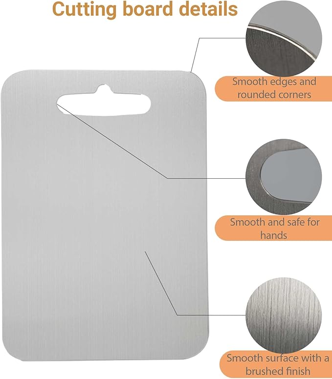 Titanium Cutting Boards for Kitchen,Pure Titanium Double Sided,Dishwasher Safe,Food-Grade Metal Chopping Board for Camping & Suitable for Meat,Charcuterie,Vegetables & Fruits(S 11.5" x 7.9" x 0.08")