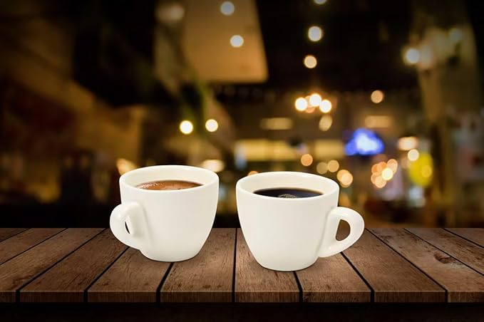 2.5 oz / 75 ml Pure White Ceramic Espresso Cups, Set of 2, Demitasse Espresso Mugs